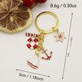 Zinc Alloy Red Sailboat Lighthouse Keychain For Nautical Gift view 2