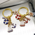 Zinc Alloy Red Sailboat Lighthouse Keychain For Nautical Gift view 4