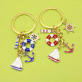 Zinc Alloy Red Sailboat Lighthouse Keychain For Nautical Gift view 1