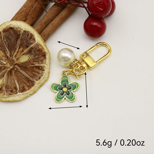 Metal Flower Pearl Keychain Bag Charm