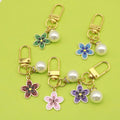 Metal Flower Pearl Keychain Bag Charm view 1