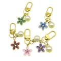 Metal Flower Pearl Keychain Bag Charm view 5