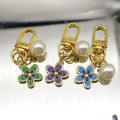 Metal Flower Pearl Keychain Bag Charm view 3