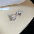 Sterling Silver Needle Zircon Square Faux Pearl Stud Earrings Geometric Light Luxury Designer Style view 4