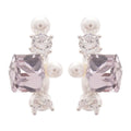 Sterling Silver Needle Zircon Square Faux Pearl Stud Earrings Geometric Light Luxury Designer Style view 5