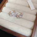 Sterling Silver Needle Zircon Square Faux Pearl Stud Earrings Geometric Light Luxury Designer Style view 2