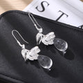 Elegant Alloy Silver Irregular Branch Flower Long Drop Crystal Teardrop Pendant Light Luxury Earrings view 3
