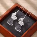 Elegant Alloy Silver Irregular Branch Flower Long Drop Crystal Teardrop Pendant Light Luxury Earrings view 2