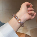 2026 New Natural Cat Eye Crystal Beaded Copper Bangle Geometric Round Versatile Fashion Bracelet view 3