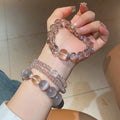 2026 New Natural Cat Eye Crystal Beaded Copper Bangle Geometric Round Versatile Fashion Bracelet view 1