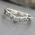 Vintage Hollow Heart Ring For Women In Antique Silver Finish Niche Retro Fashion Jewelry view 2