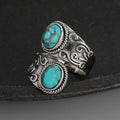 Bohemian Adjustable Open Ring For Women Vintage Faux Turquoise Statement Jewelry view 2