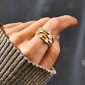 European Korean Multi Layer Geometric Ring, Delicate Style Niche Design Daily Fashion Jewelry view 3