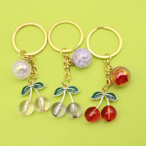 Metal Cute Red Flower Heart Keychain Gift