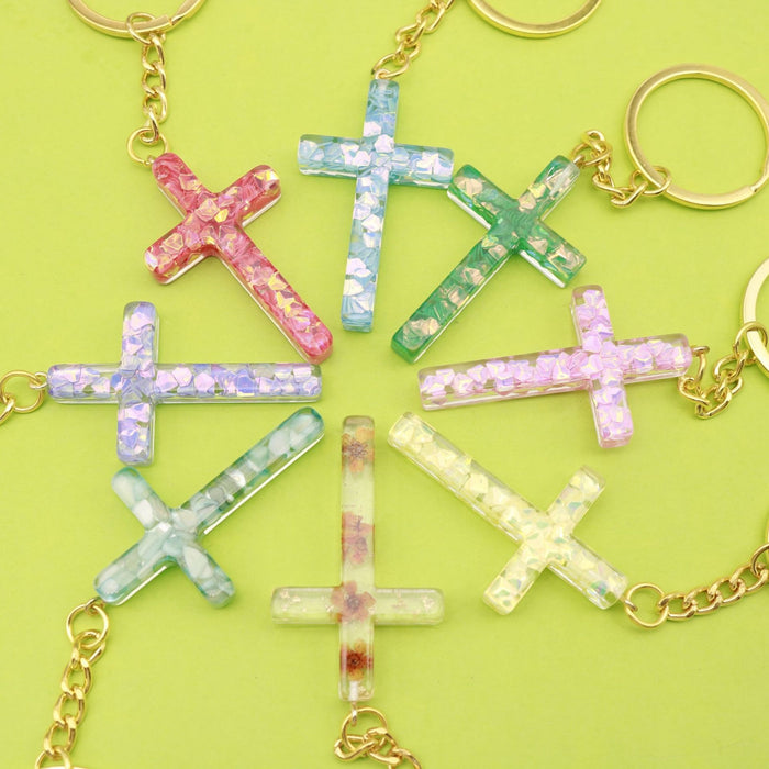 Metal Cross Keychain Bag Charm Gift – Green