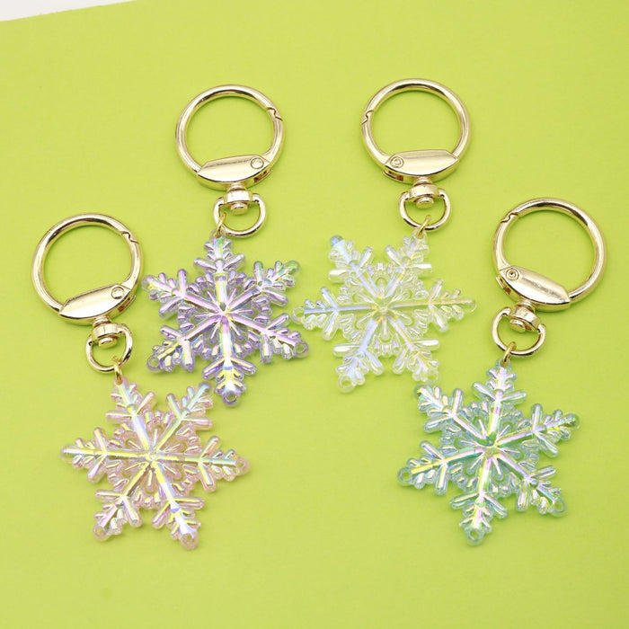Metal Transparent Snowflake Keychain Christmas Car Hanging Charm