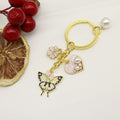 Enamel Metal Purple Heart Tulip Butterfly Keychain Bag Charm Gift view 6