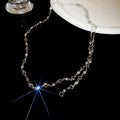 European Style Metal Rhinestone Heart Long Tassel Sweater Necklace For Women view 4