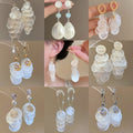 Round Shell Tassel Drop Earrings With Silver Pin, Geometric Resort Style Beach Jewelry view 4