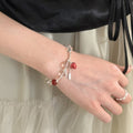 Sweet Strawberry Glass Bead Bangle Fresh Minimalist Fruit Charm Bracelet For Women view 1