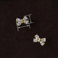 Korean Style Sweet Bowknot Zircon Stud Earrings For Women, Gentle Daily Lady Jewelry view 4