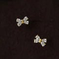 Korean Style Sweet Bowknot Zircon Stud Earrings For Women, Gentle Daily Lady Jewelry view 3