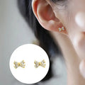 Korean Style Sweet Bowknot Zircon Stud Earrings For Women, Gentle Daily Lady Jewelry view 2