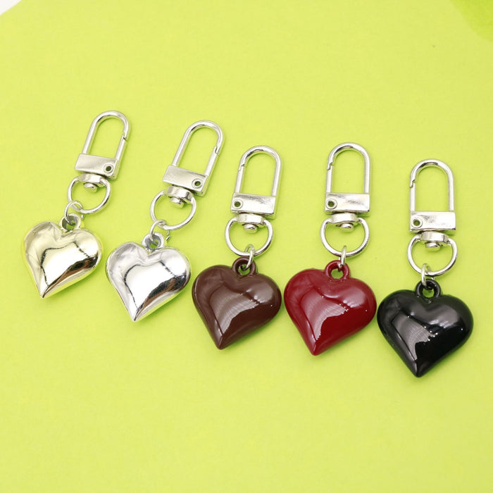 Metal Red Resin Heart Keychain Bag Charm Gift