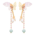 Rhinestone Faux Pearl Butterfly Tassel Drop Earrings, Sweet New Chinese Palace Style view 5