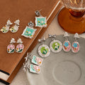 Elegant Vintage French Monet Garden Enamel Flower Pearl Rhinestone Alloy Drop Stud Earrings view 1