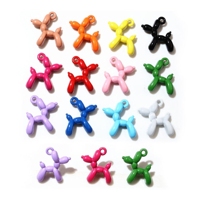 Enamel Balloon Dog Alloy Pendant Charm For DIY Bracelet Necklace Keychain 19x14mm 2.5g