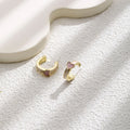 Elegant Pink Enamel Heart C-Shaped Alloy Hoop Studs, Sweet French Style Everyday Fashion Earrings view 3