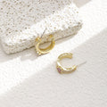 Elegant Pink Enamel Heart C-Shaped Alloy Hoop Studs, Sweet French Style Everyday Fashion Earrings view 4