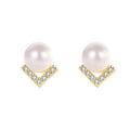 Elegant Faux Pearl Geometric Stud Earrings For Women, Minimalist Lady Daily Jewelry view 5