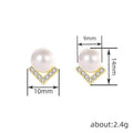 Elegant Faux Pearl Geometric Stud Earrings For Women, Minimalist Lady Daily Jewelry view 4