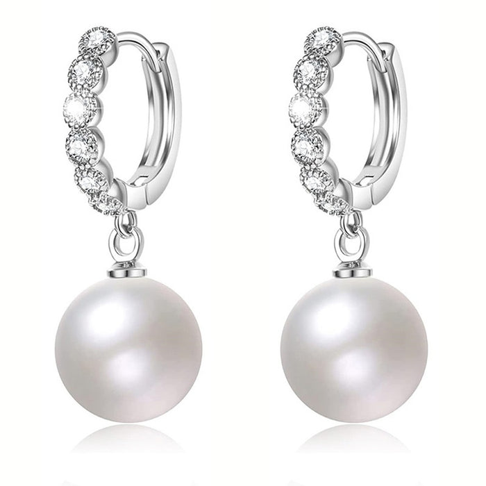 Light Luxury Faux Pearl Geometric Earrings For Women, Elegant Premium Style Fashion Jewelry