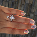 Silver Four Point Star Ring In A Polished Decorative Design view 4