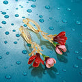 Gold Plated Metal Floral Drop Earrings, Pastoral Oil Painted Fresh Vacation Lady Jewelry view 2