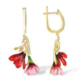 Gold Plated Metal Floral Drop Earrings, Pastoral Oil Painted Fresh Vacation Lady Jewelry view 1