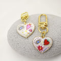 Colorful Printed Heart Evil Eye Keychain Bag Charm view 3