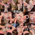 Zinc Alloy Silver Pin Oval Hoop Earrings Minimalist Geometric Trendy Statement Jewelry view 1