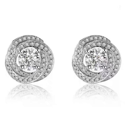 Rose Flower Stud Earrings For Women Daily Floral Jewelry Shiny Elegant Lady Ear Accessories