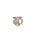 Sweet Faux Pearl Zircon Star Open Bangle Ring With Geometric Five Point Design view 5