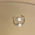 Sweet Faux Pearl Zircon Star Open Bangle Ring With Geometric Five Point Design view 2