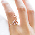 Butterfly Dandelion Open Adjustable Ring Rose Gold Or Silver view 3