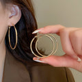 Minimalist Copper Round Hoop Earrings With Silver Posts European Style Fashion Jewelry view 4