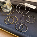 Minimalist Copper Round Hoop Earrings With Silver Posts European Style Fashion Jewelry view 3