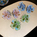 Silver Needle Crystal Flower Stud Earrings With Rhinestone Sweet Fresh Dopamine Style view 1