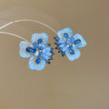 Silver Needle Crystal Flower Stud Earrings With Rhinestone Sweet Fresh Dopamine Style view 3