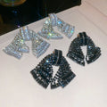 Copper Rhinestone 3D Bow Tassel Drop Earrings With Silver Posts For Women view 2